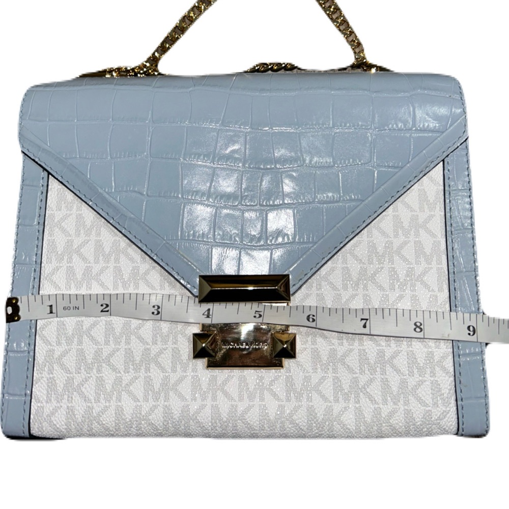 Michael Kors Signature Whitney Bag Croc Pale Blue tricolor Crossbody Shoulder - Picture 13 of 13